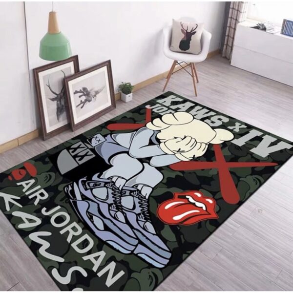 Air Jordan x Kaws Camouflage Sneaker Area Rug – Unique Home Decor