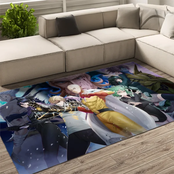 Anime Area Rug Carpet One Punch Man Character Yusuke Murata, Saitama, Genos