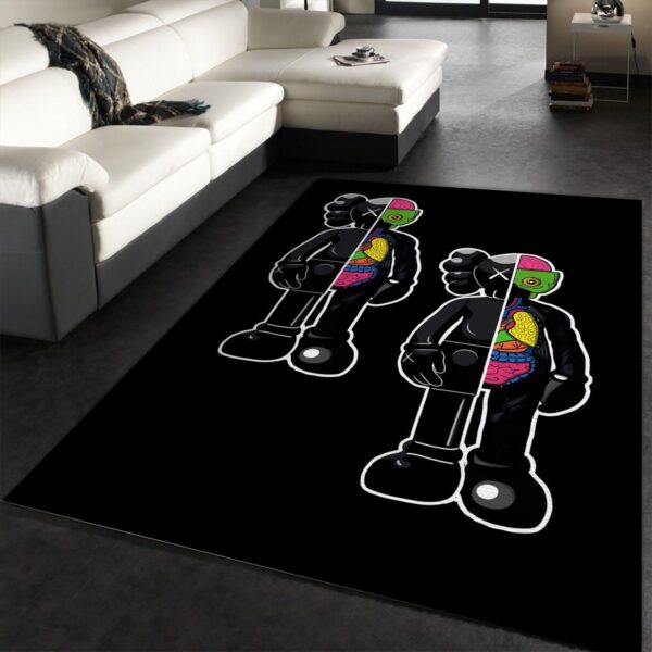 Black KAWS Anatomy Area Rug