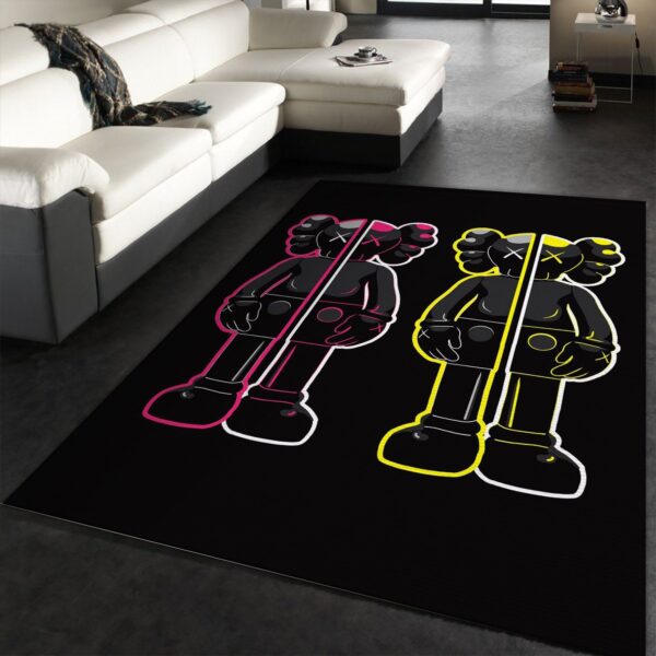 Kaws Anatomy Pink and Yellow Rug