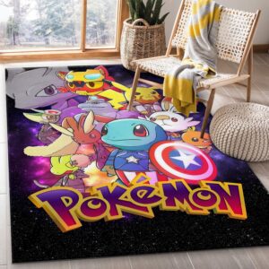 Avengers Pokemon Team Rug Superhero Home Decor