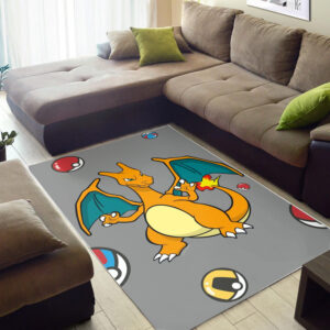 Charizard with Pokeball Rug Playful Home Decor Accent