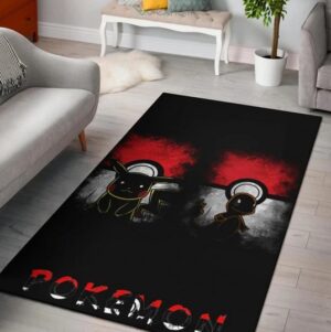 Charmander and Pikachu Silhouette Rug Fun Decor Piece