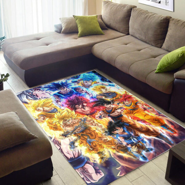 Complete Timeline of Son Goku Super Saiyan Rug Decor