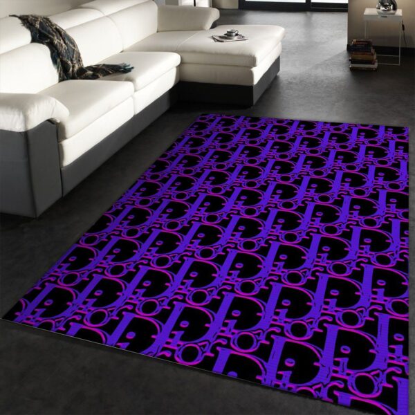 Dior Violet Logo Area Rug Sophisticated Home Decor