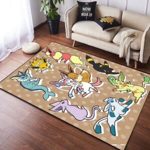 Eevee Evolution Playing Pokémon Rug Cozy Home Decor