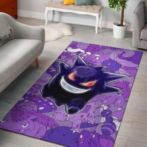 Evil Gengar Red Eyes Purple Background Rug Dark Design