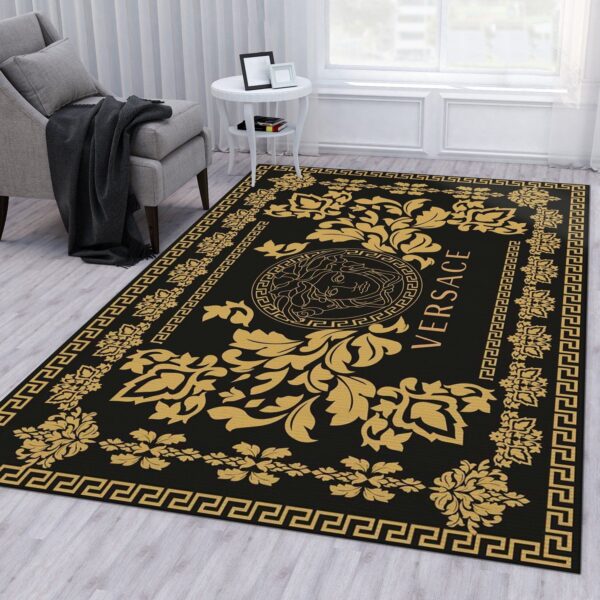 Gold and Black Versace Area Rug Chic Home Interior Decor