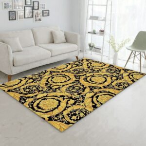 Gold and Black Versace Area Rug Chic Home Interior Decor