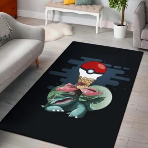 Ice Cream Pokeball Melting Venusaur Rug Funny Decor