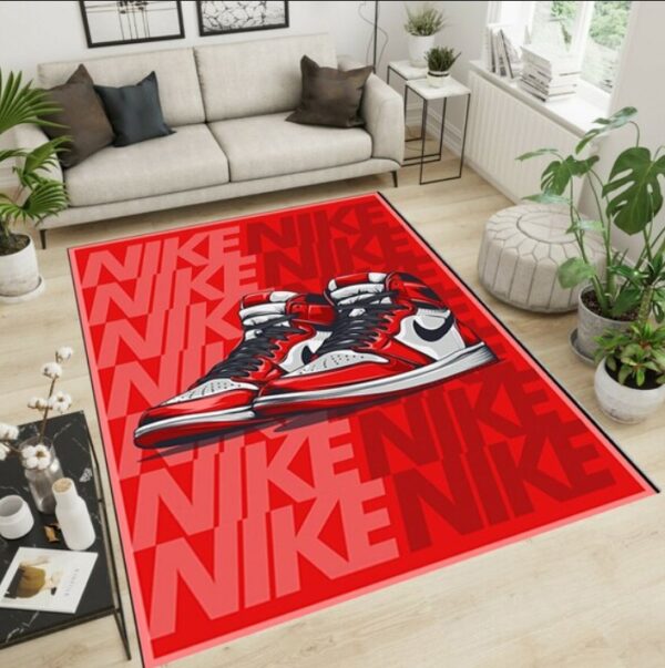 Jordan Sneaker Text Art Rug – Unique Nike Sneaker Design