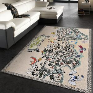 Kanto and Johto Map Rug Pokemon Themed Home Decor