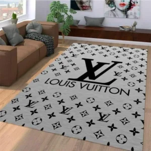 Louis Vuitton Black and Grey Area Rug Stylish Home Accent