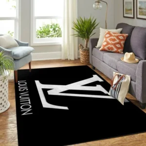 Louis Vuitton Black and White Area Rug Chic Living Room Decor