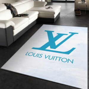 Louis Vuitton Blue Logo Area Rug Carpet Chic Living Space