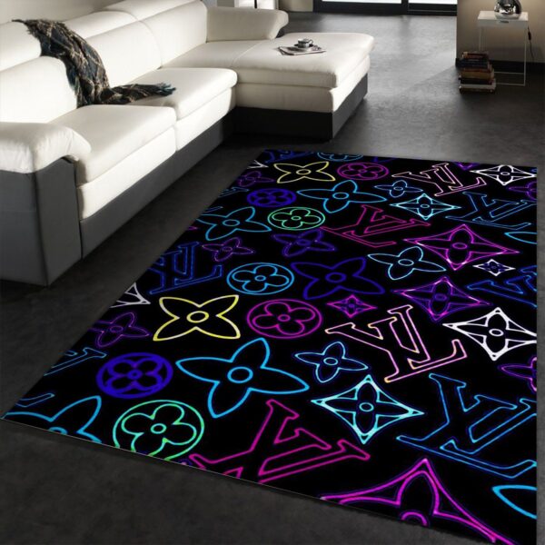 Louis Vuitton Neon Background Area Rug Stylish Accent