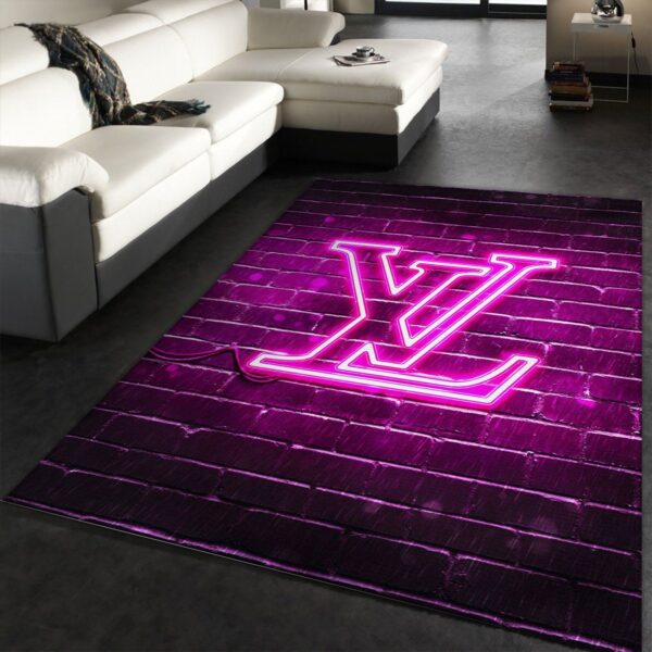 Louis Vuitton Neon Logo Area Rug Carpet Vibrant Style