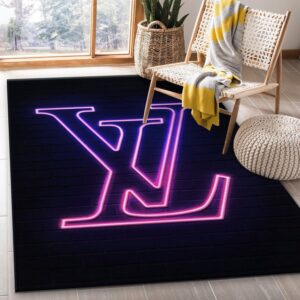 Louis Vuitton Neon Rectangle Area Rug Modern Floor Style