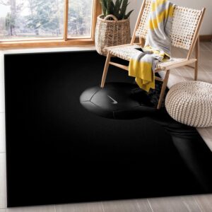 Nike Logo Black Background Area Rug – Sleek and Modern Decor