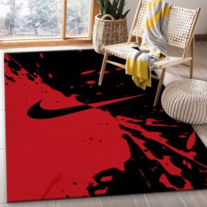 Nike Logo Black Red Area Rug – Dynamic Sports-Inspired Design