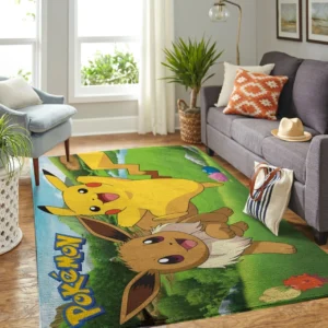 Pikachu and Eevee Rug Charming Home Decor Piece