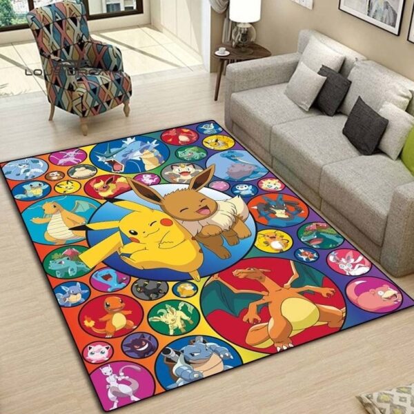 Pikachu Eevee Charizard Rug Fun Pokemon Home Decor