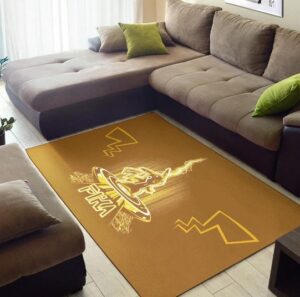 Pikachu Super Yellow Lightning Power Rug Fun Decor