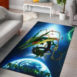 Rayquaza Ultra Universe Blue Pokemon Rug Home Decor Piece