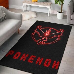 Valor Symbol Red Moltres Rug Strength in Pokémon Decor