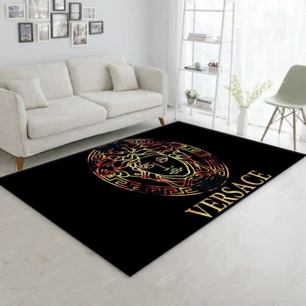 Versace Black and Gold Area Rug Carpet Modern Elegance