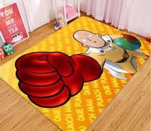 3D One Punch Man Saitama Non-Slip Rug Unique Floor Art