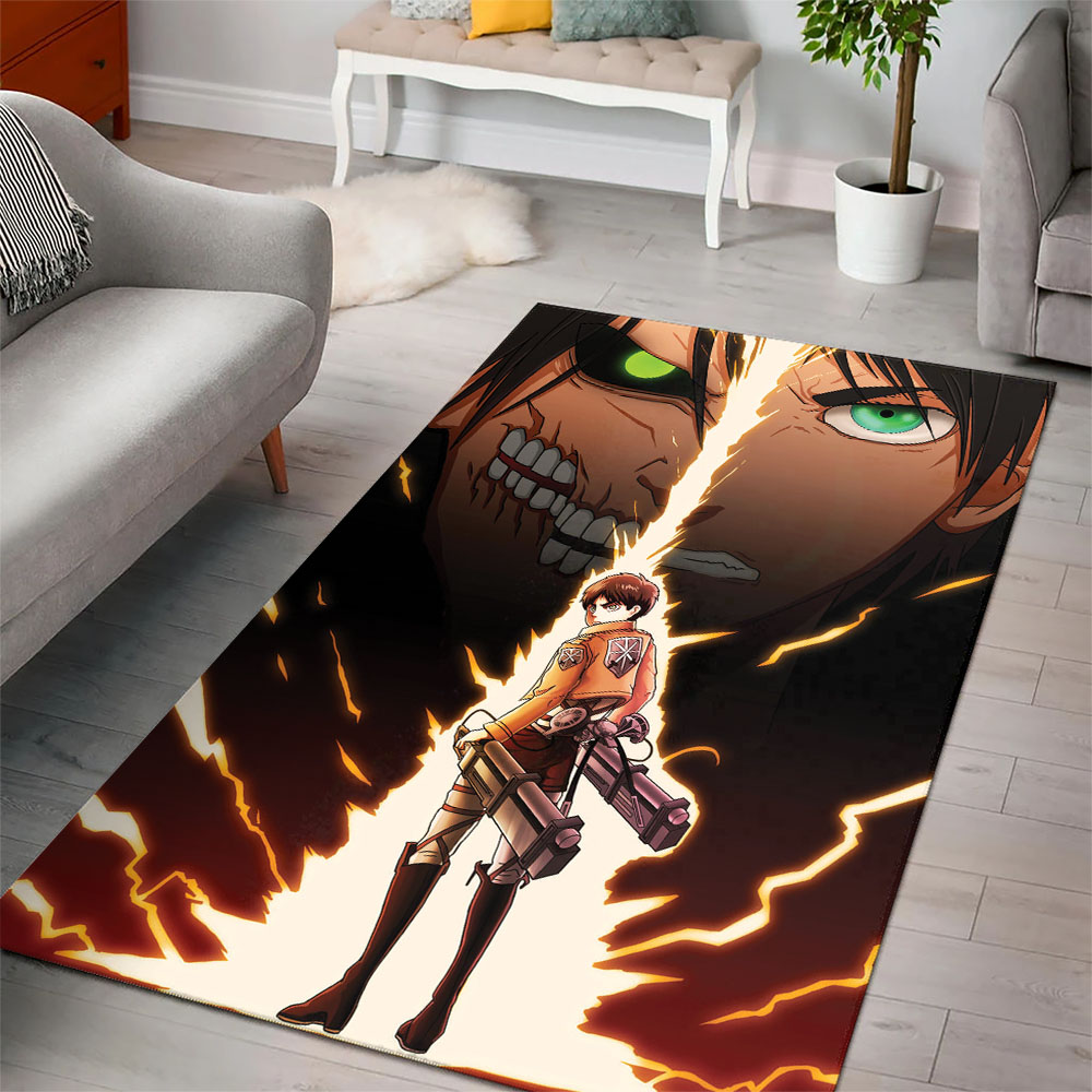 Attack on Titan Area Rug Eren Yeager Main Character Design Epic Anime Home Decor